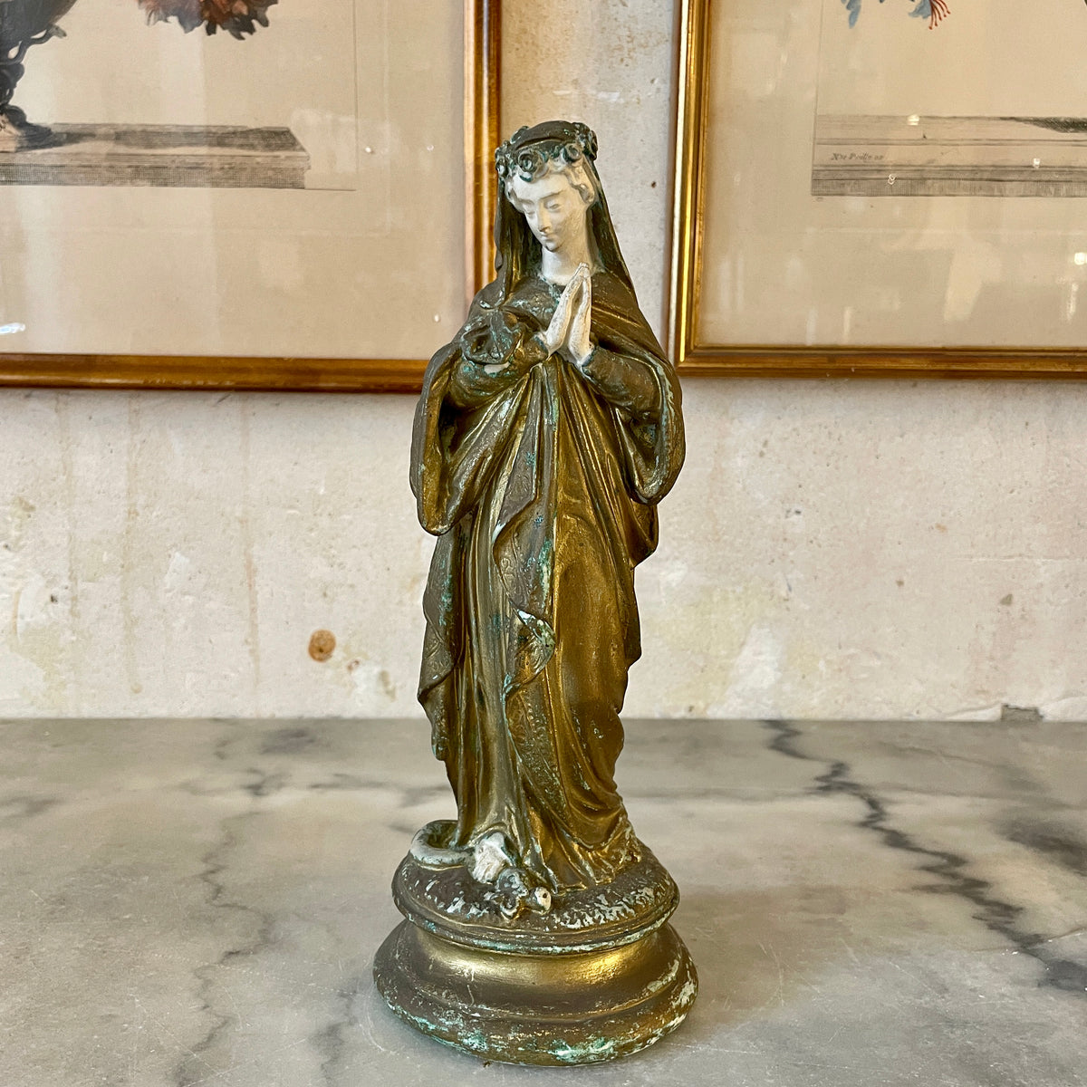 BELLE ANCIENNE STATUETTE CERAMIQUE NOTRE DAME de LOURDES SAINTE VIERGE