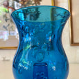 Bougeoir en verre bullé bleu