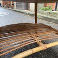 Table basse vintage en rotin et bambou fendu, années 60