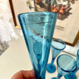 Verre à pied verre soufflé bullé bleu