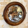 Petit miroir rond mural encadrement en bois