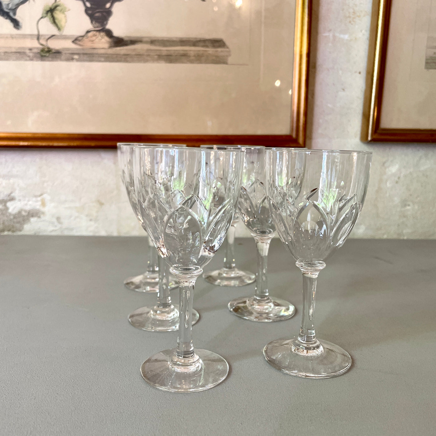 Lot de 6 verres en cristal taillé