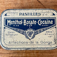 Petite boîte de pharmacie en fer Menthol Borate Cocaïne
