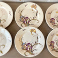 Lot de 6 assiettes plates Iris faïencerie de Gien Médailles d'or Diplôme d'honneur polychrome XIXe