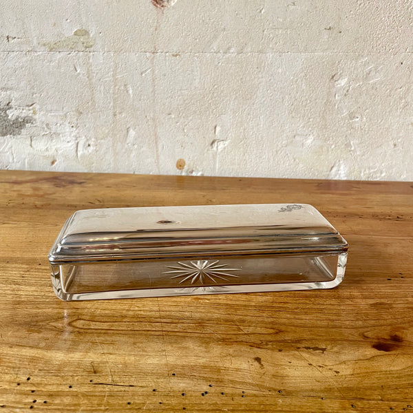 Boîte rectangulaire cristal et métal argenté A Krupp Berndorf