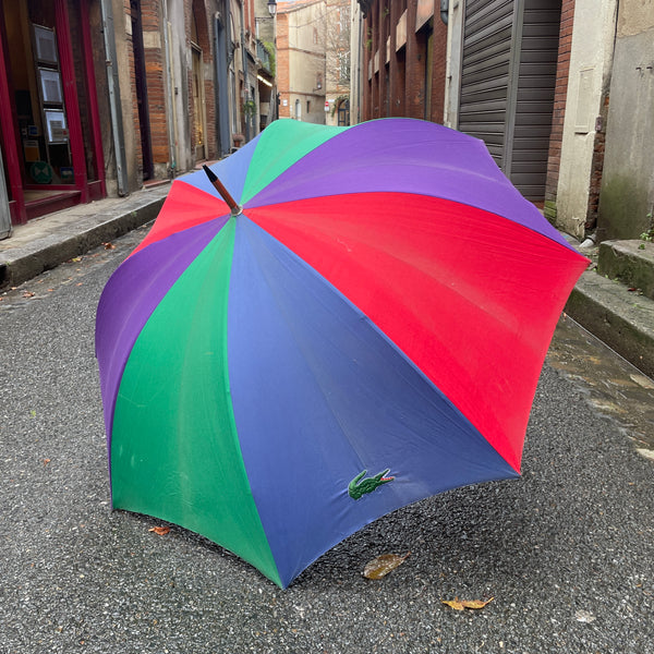 Très grand parapluie vintage multicolore Lacoste 104 cm