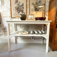 Table ou console double plateaux en bois peint