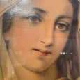 Paire de chromolithographie sur toile Sacré Coeur de Jésus et Marie