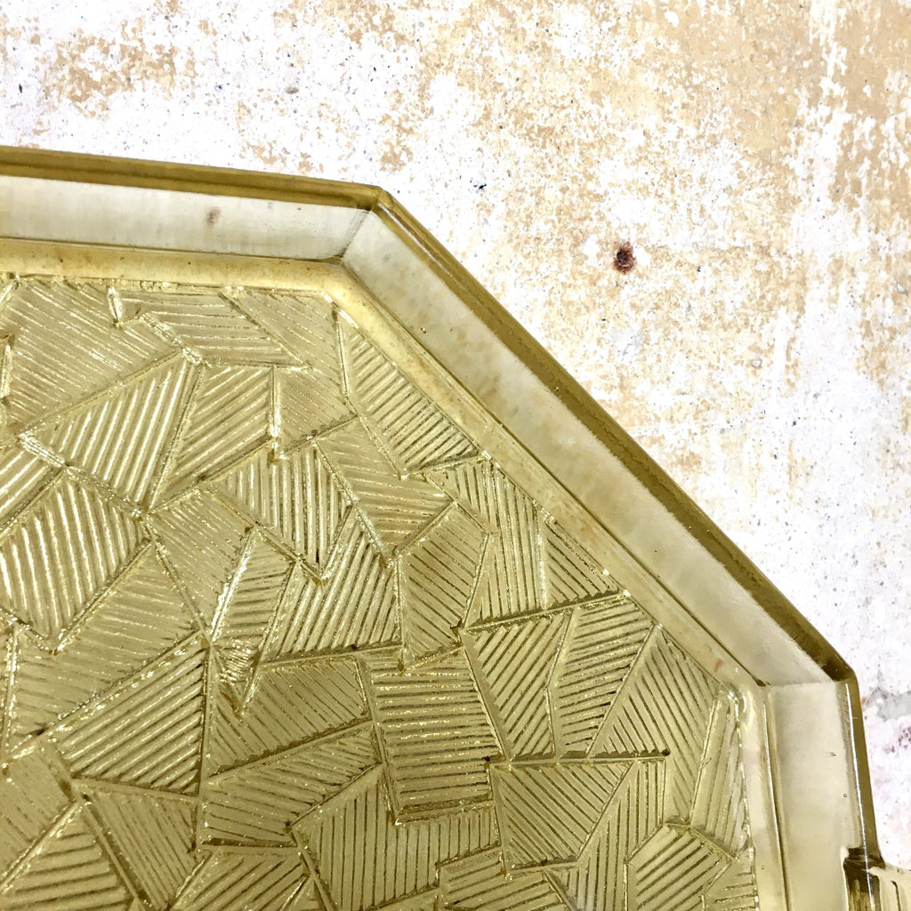 Plateau octogonal en verre jaune Art Déco