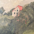 Peinture sur toile la maison au toit rouge