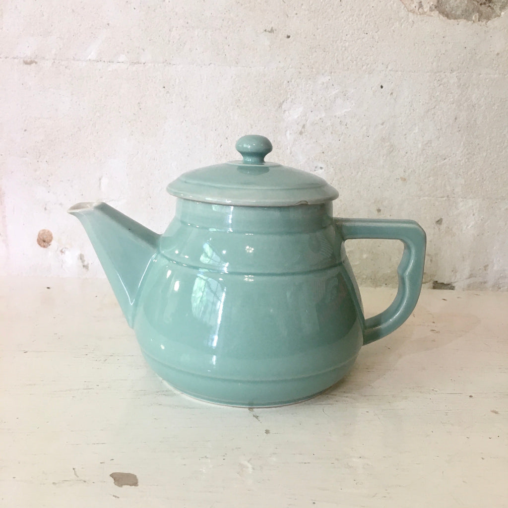 Grande théière en céramique vert d'eau