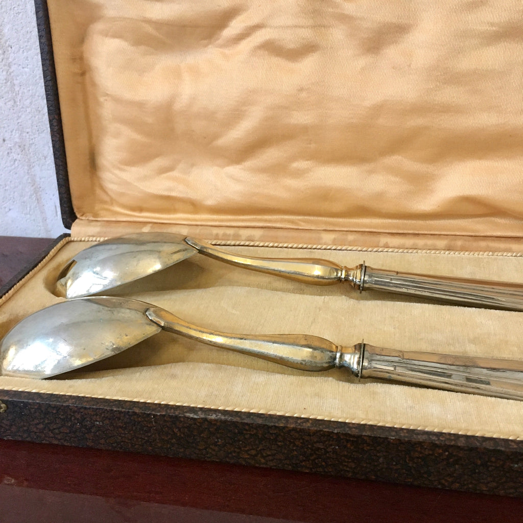 Paire de couverts à salade métal argenté