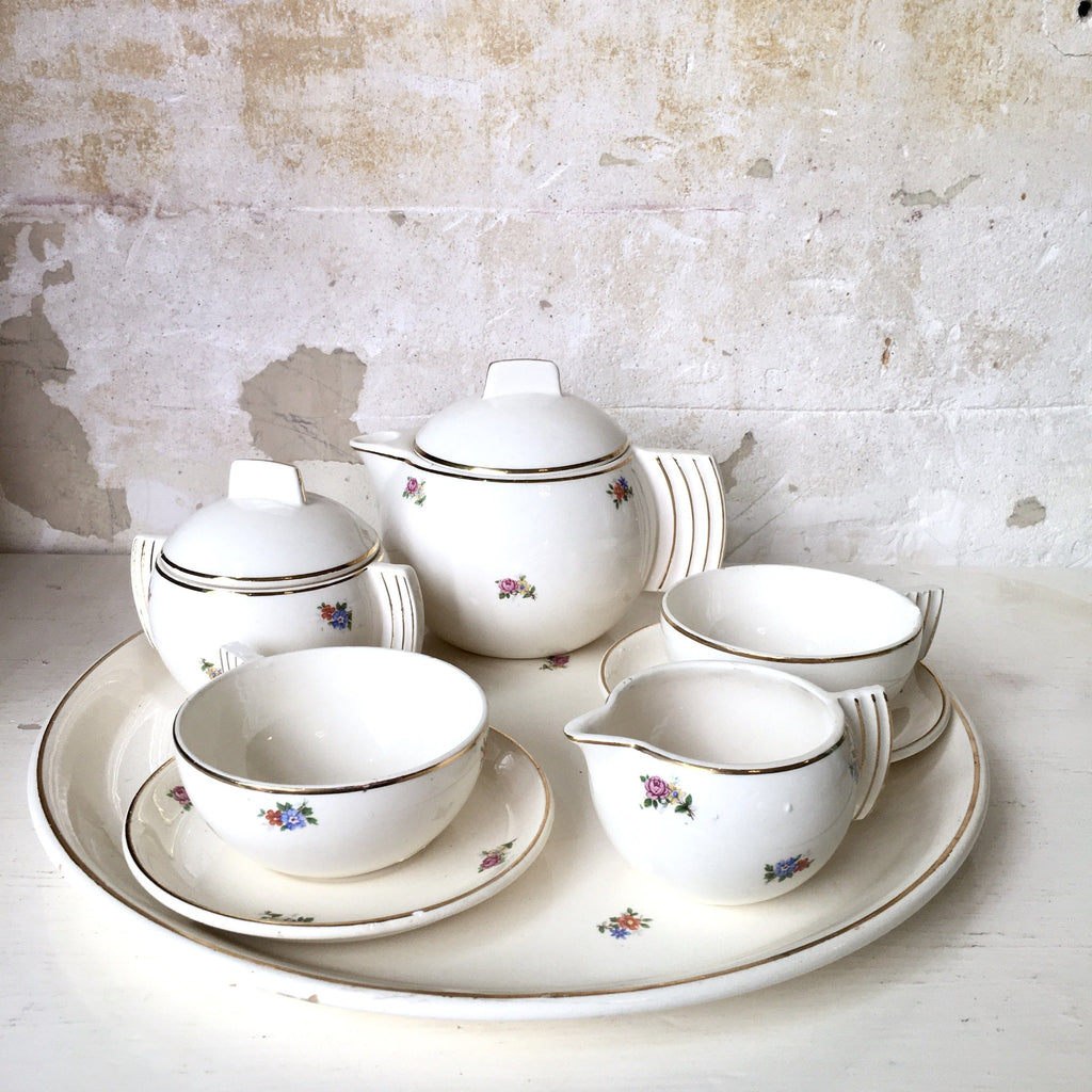 Service à thé demi porcelaine de Badonviller Art Déco