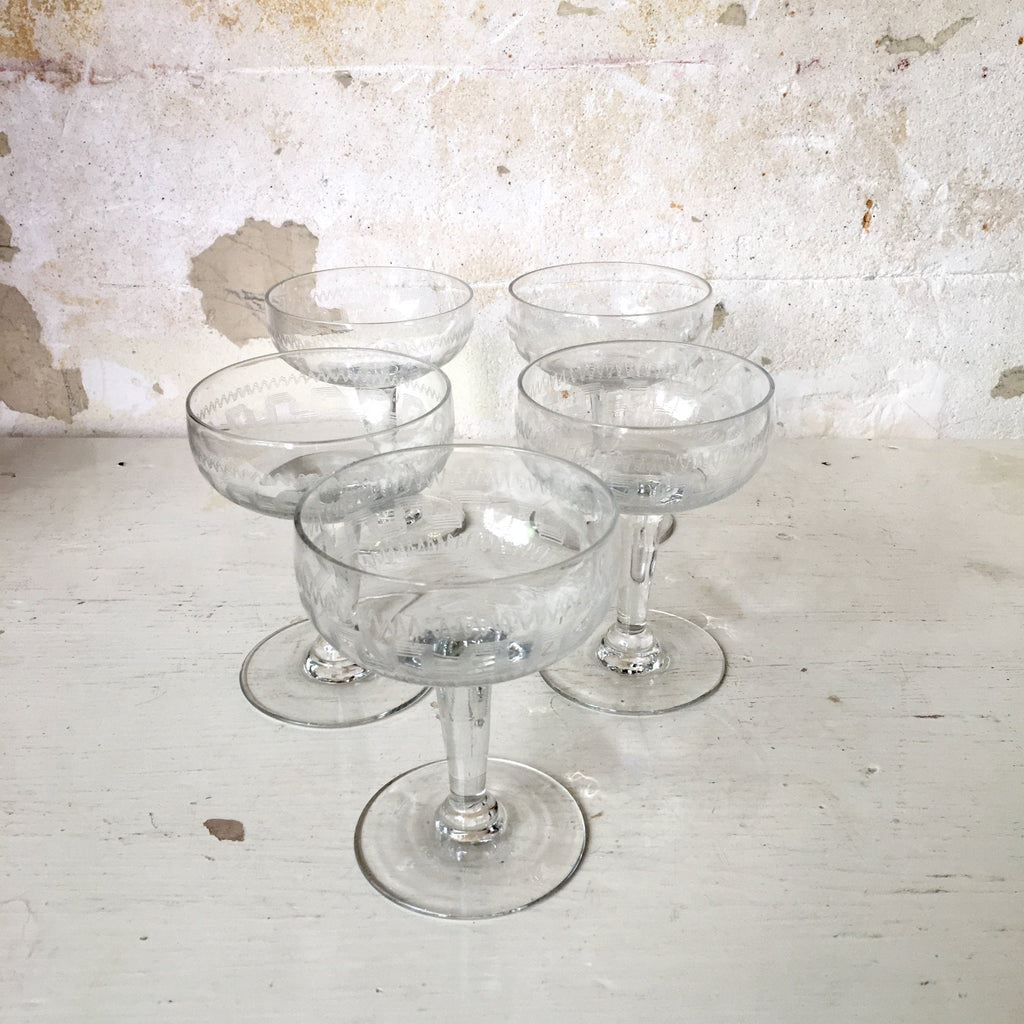 Coupe à champagne en cristal gravé Napoléon III