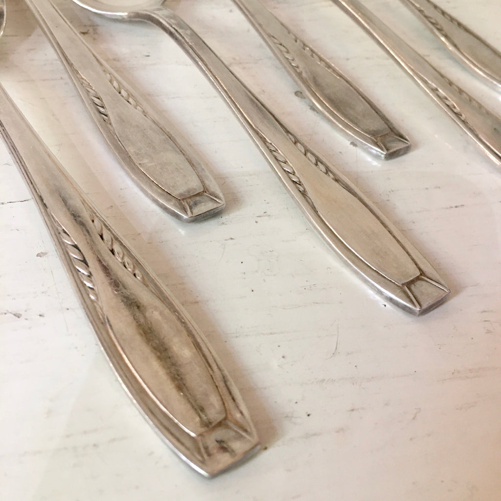 Ensemble de 6 cuillères à entremets en métal argenté Ercuis