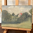 Peinture sur toile la maison au toit rouge