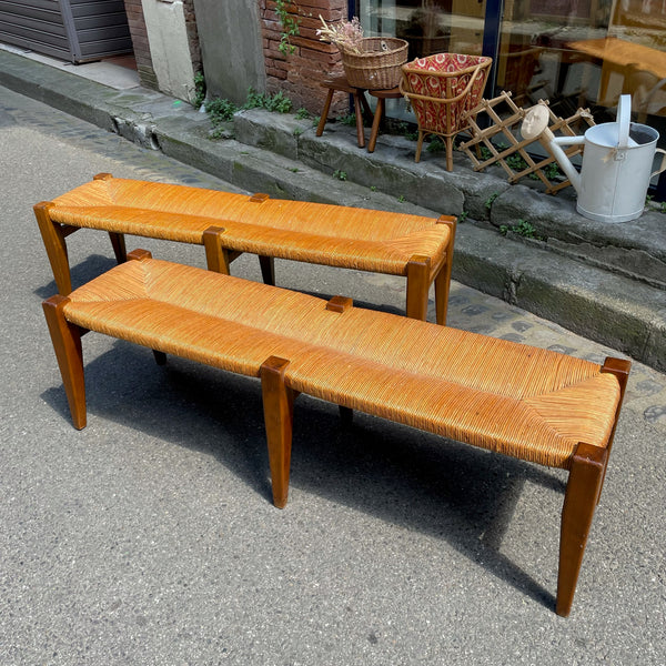 Banc bois et paille années 50/60