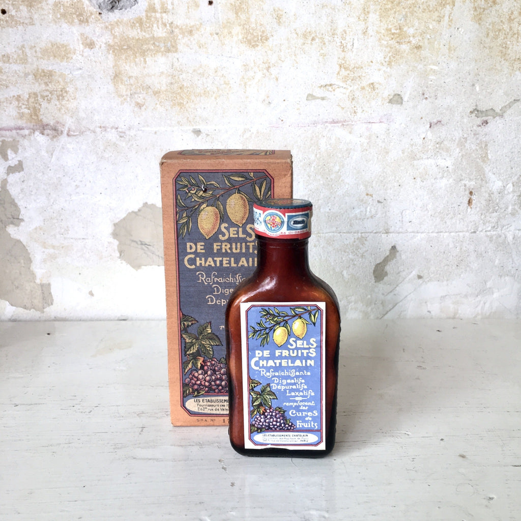 Ancienne boîte de médicaments avec flacon d'origine- Sels de fruits Chatelain