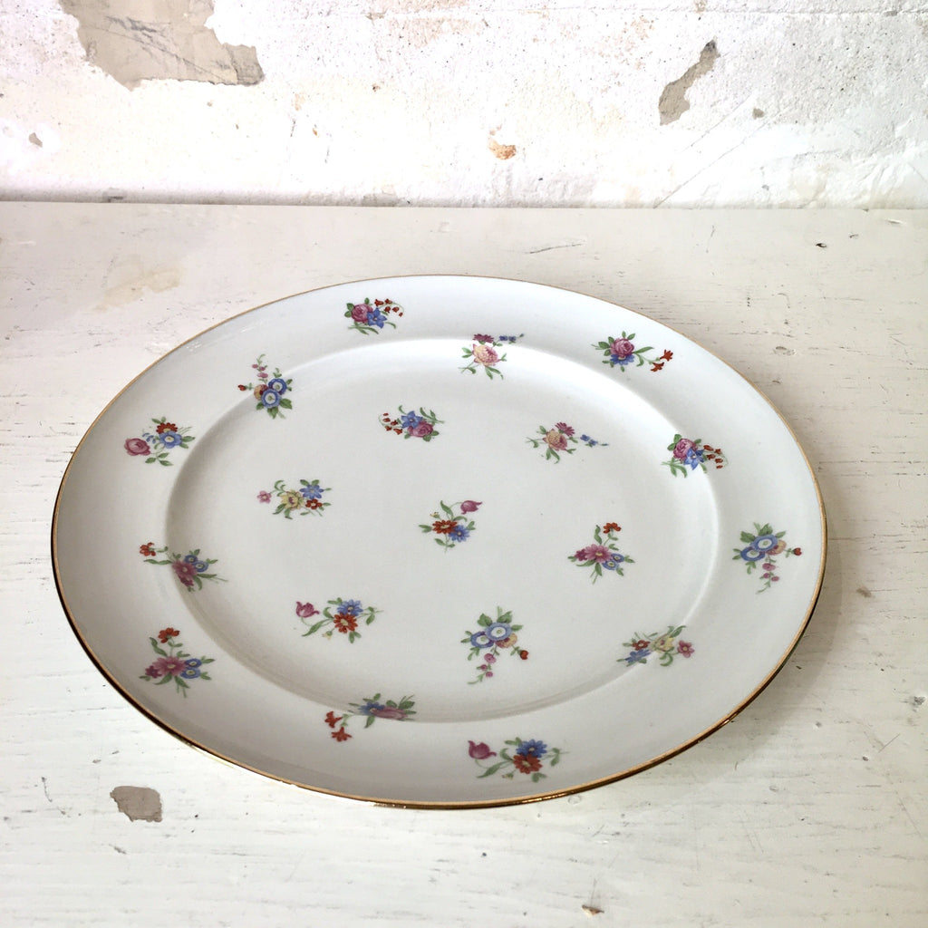 Assiette à dessert en porcelaine de Limoges décor fleurs
