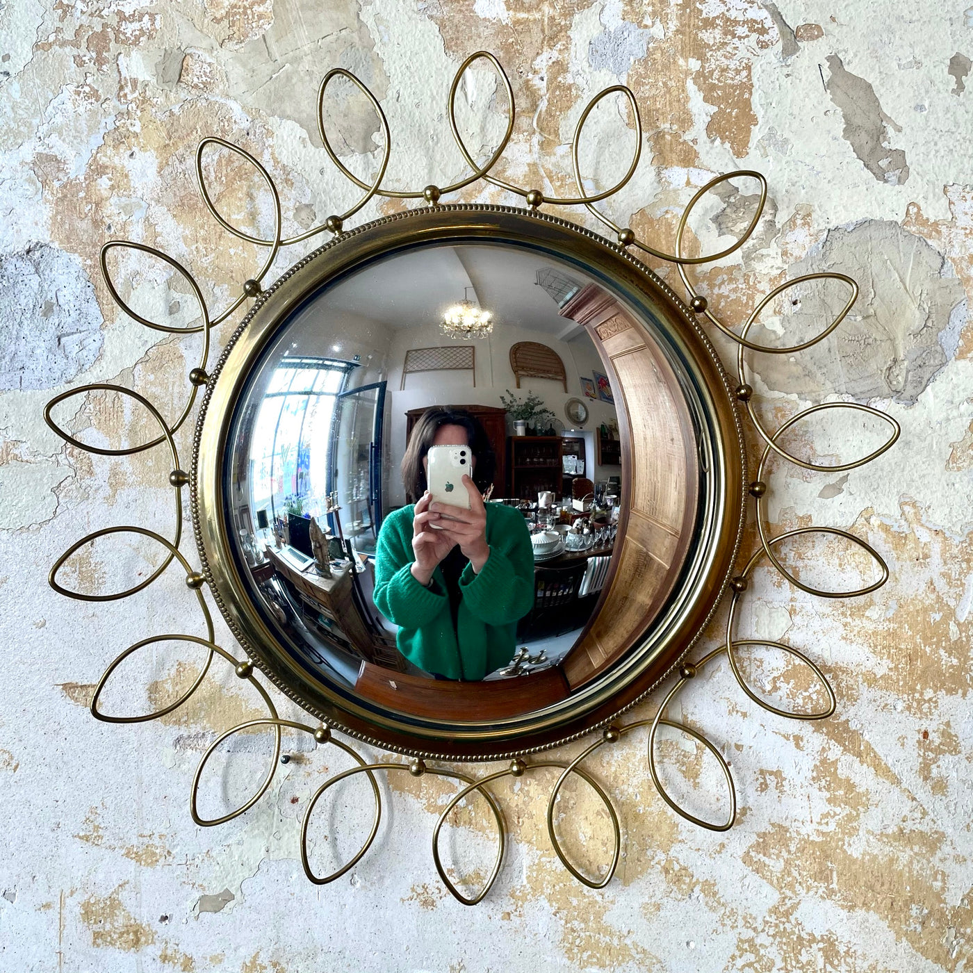 Miroir convexe dit de sorcière laiton vintage – Brocante La Vitrine