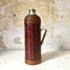 Bouteille thermos vintage années 1950 1960 en osier tressé