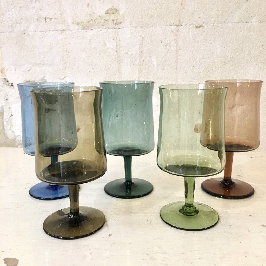 Ensemble de 5 verres multicolores en cristal