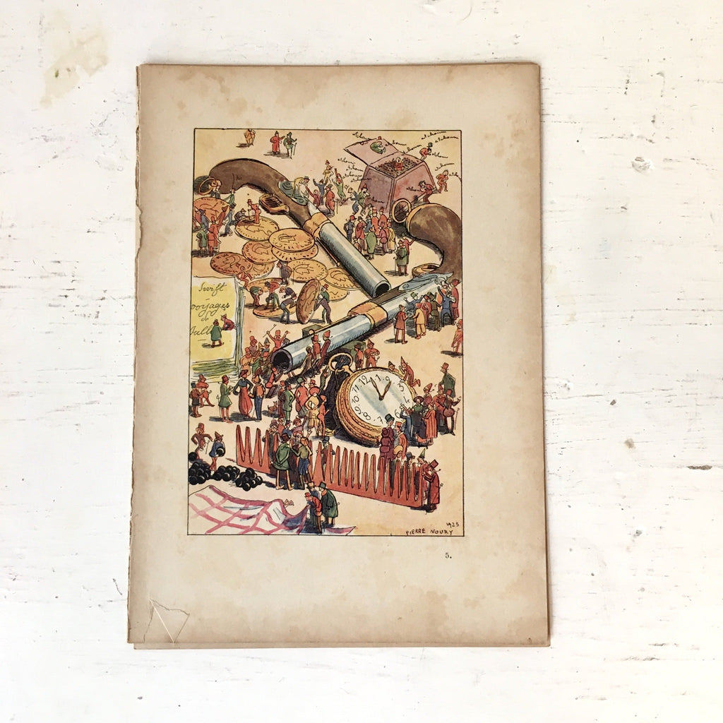 Planche illustrée de Pierre Noury 1931 - Gulliver à Lilliput de Swift