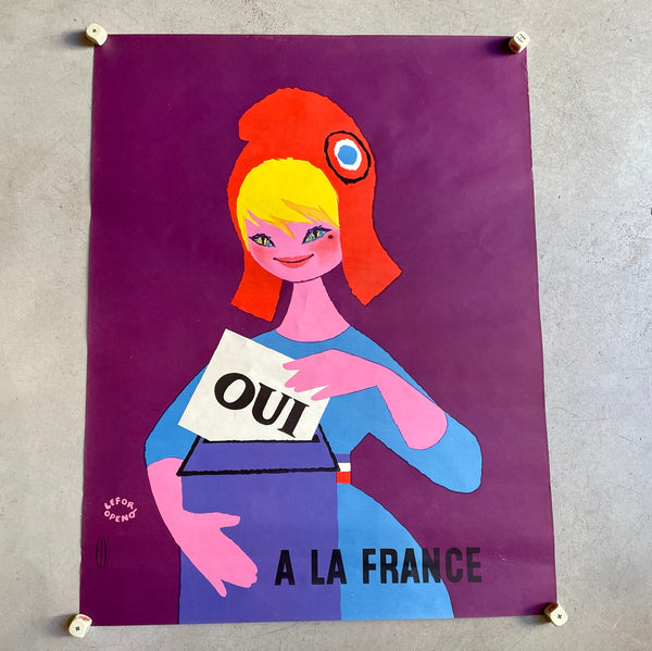 Affiche originale 1958 "Oui à la France" Lefor Openo