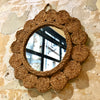Miroir fleur rafia tressé