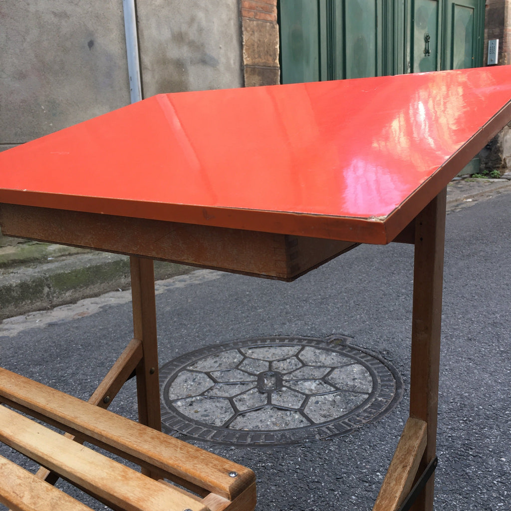 Bureau d'enfant pliable en formica orange