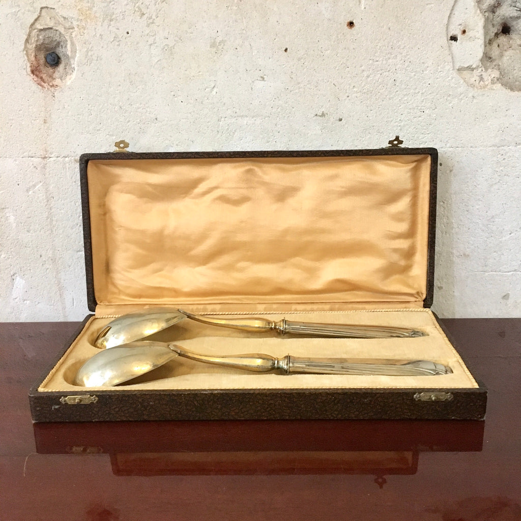 Paire de couverts à salade métal argenté