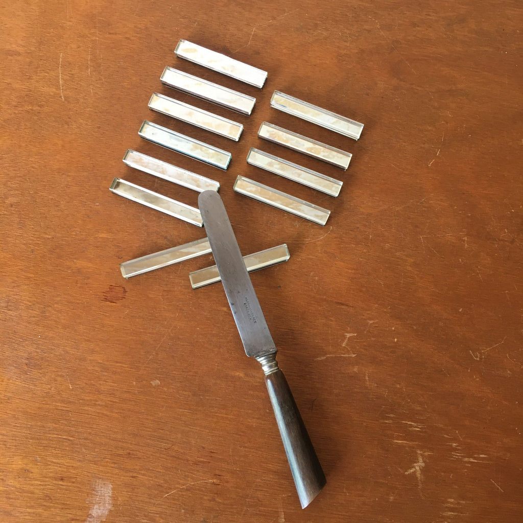 Porte-couteaux carrés en verre et miroir Art Déco