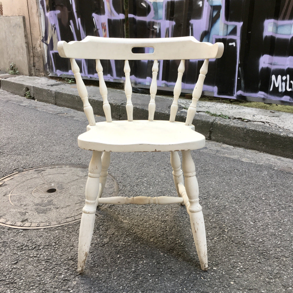 Chaise western en bois peint blanc