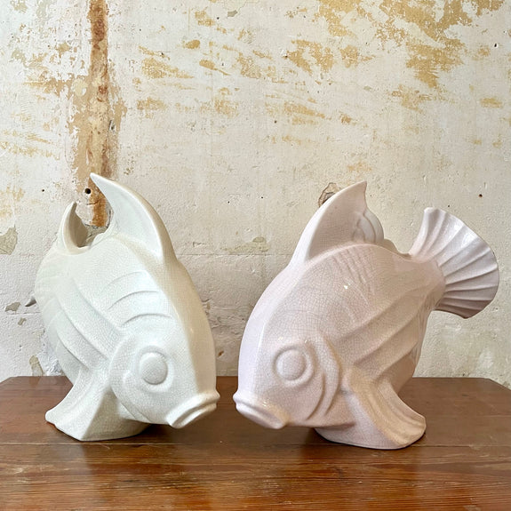 Poisson Art Déco en céramique craquelée LE JAN