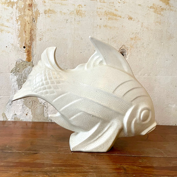 Poisson Art Déco en céramique craquelée LE JAN