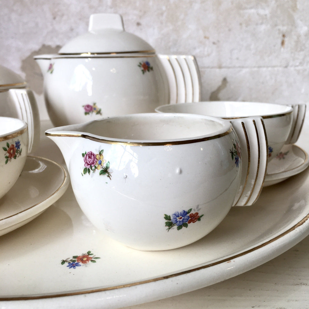 Service à thé Art Déco en demi porcelaine de Badonviller