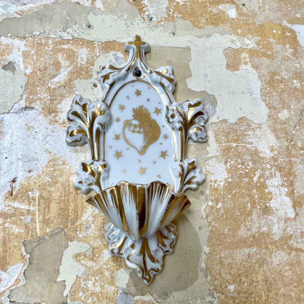 Bénitier porcelaine ancien chiné