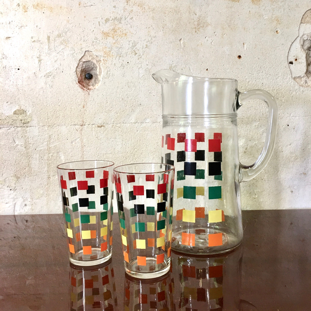 Ensemble pichet et 2 verres vintage