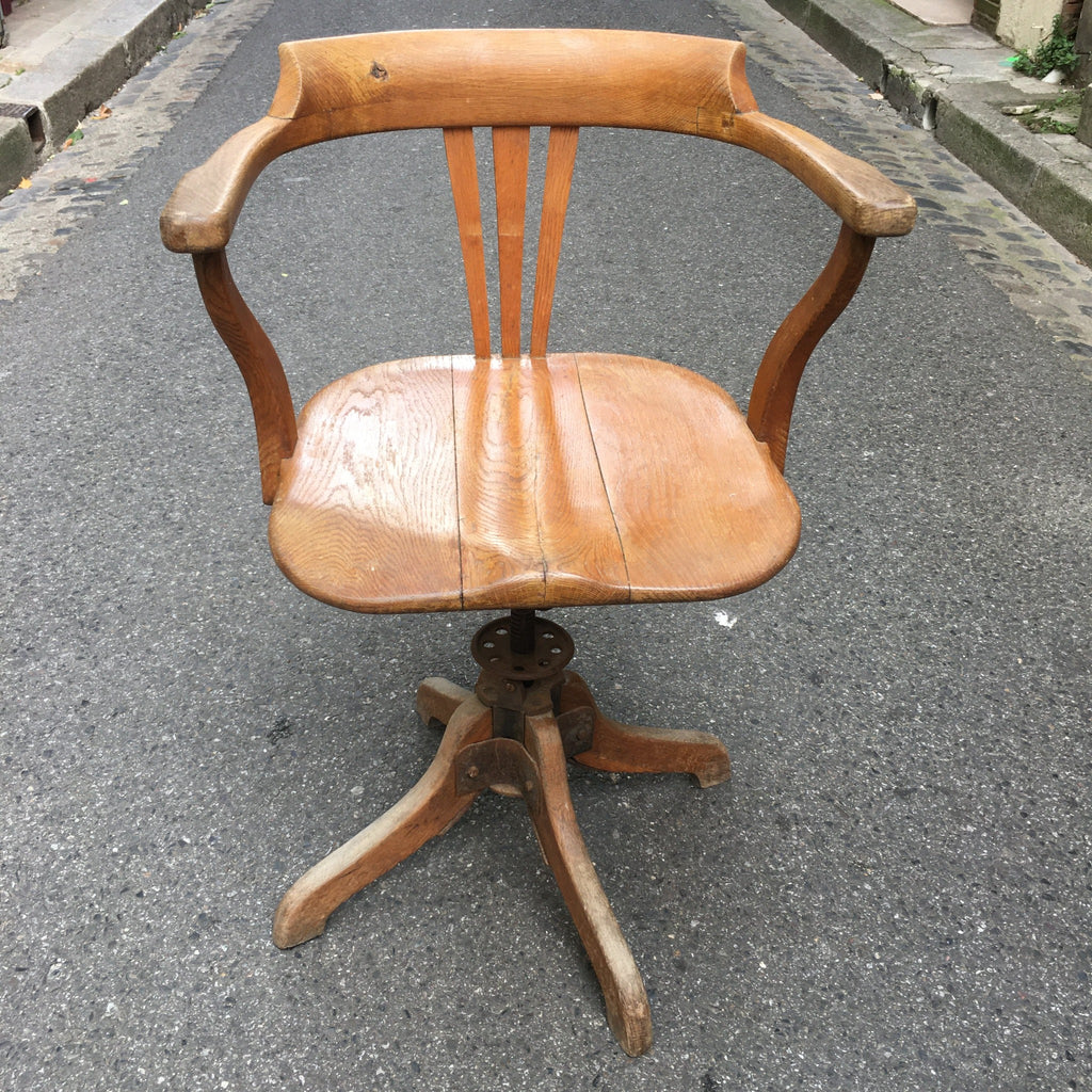 Fauteuil de bureau en bois pivotant