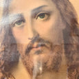 Paire de chromolithographie sur toile Sacré Coeur de Jésus et Marie