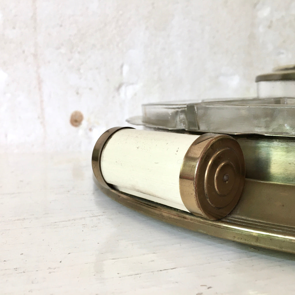 Plateau de service pour apéritif en métal, 5 compartiments Art Déco