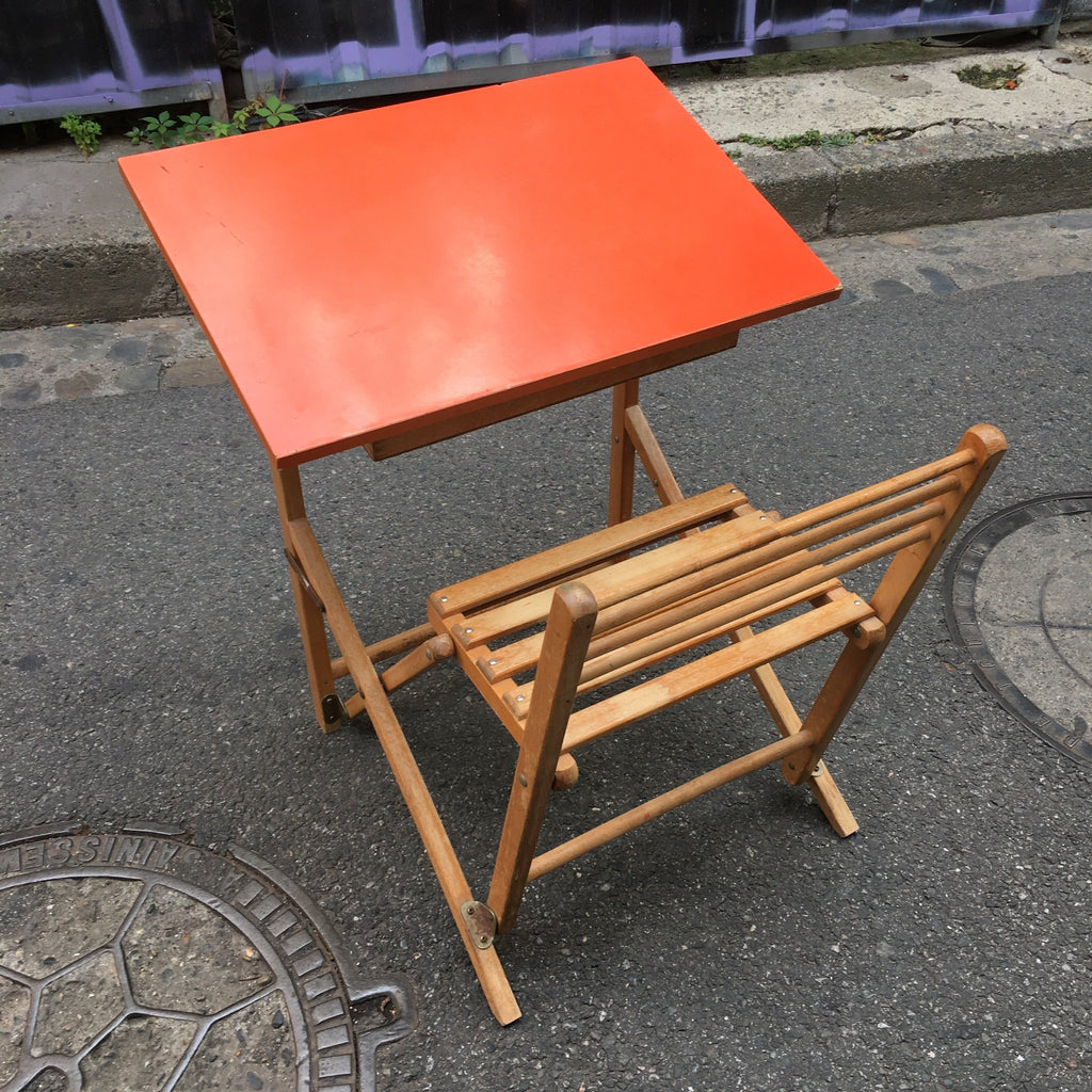 Bureau d'enfant pliable en formica orange
