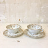 Ensemble de 2 tasses et sous-tasses porcelaine de Limoges blanc et doré