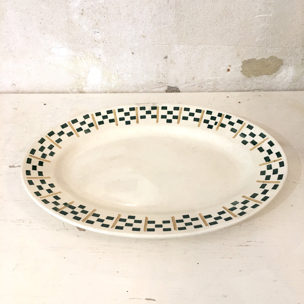 Plat de service oval Chantilly Terre de Fer HBC en faïence