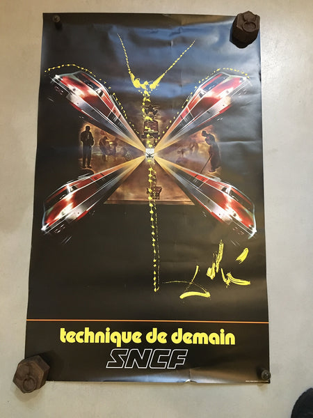 Affiche SNCF par Dali "technique de demain" 1976