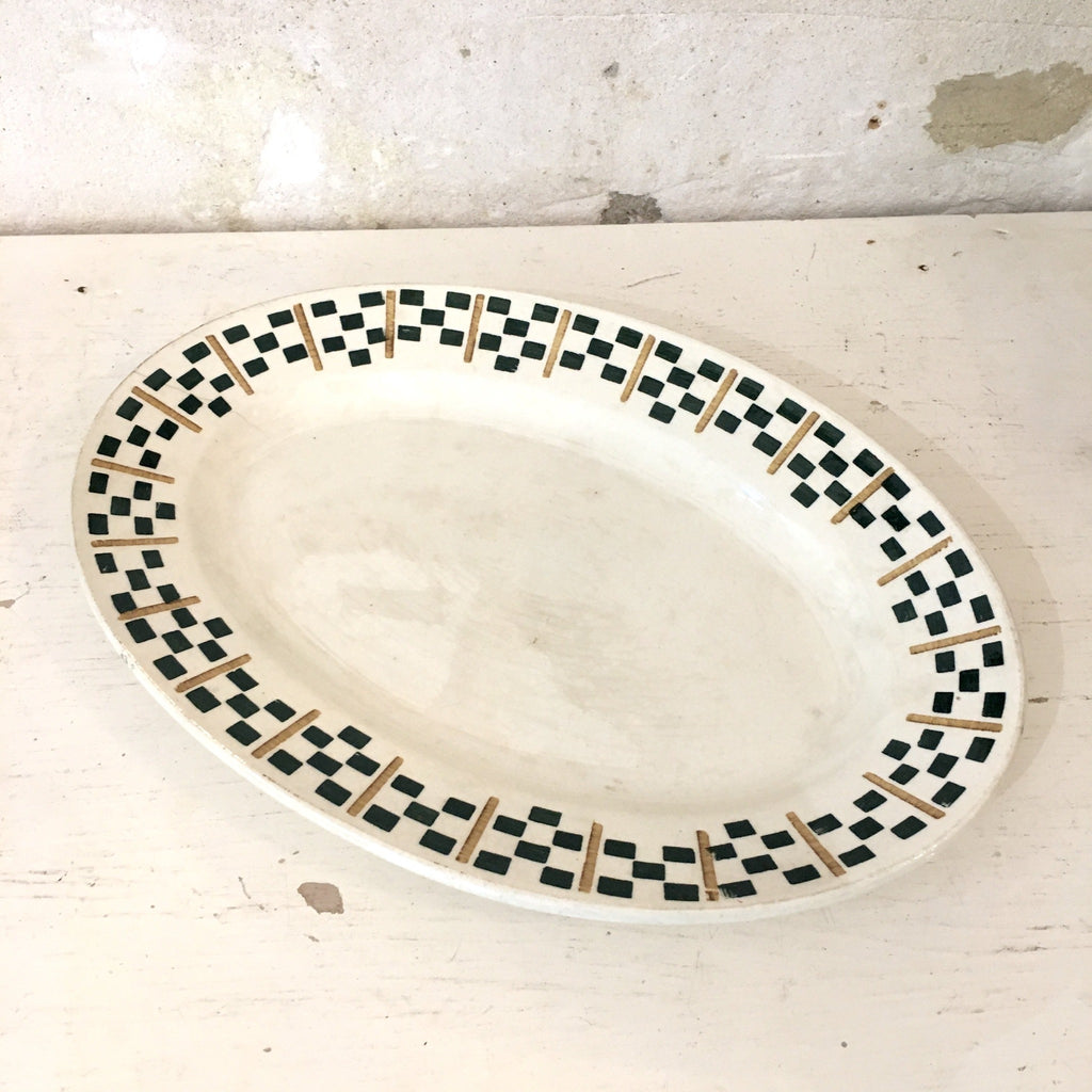 Plat de service oval Chantilly Terre de Fer HBC en faïence