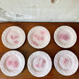 Lot de 12 petites assiettes roses en barbotine avec fruits