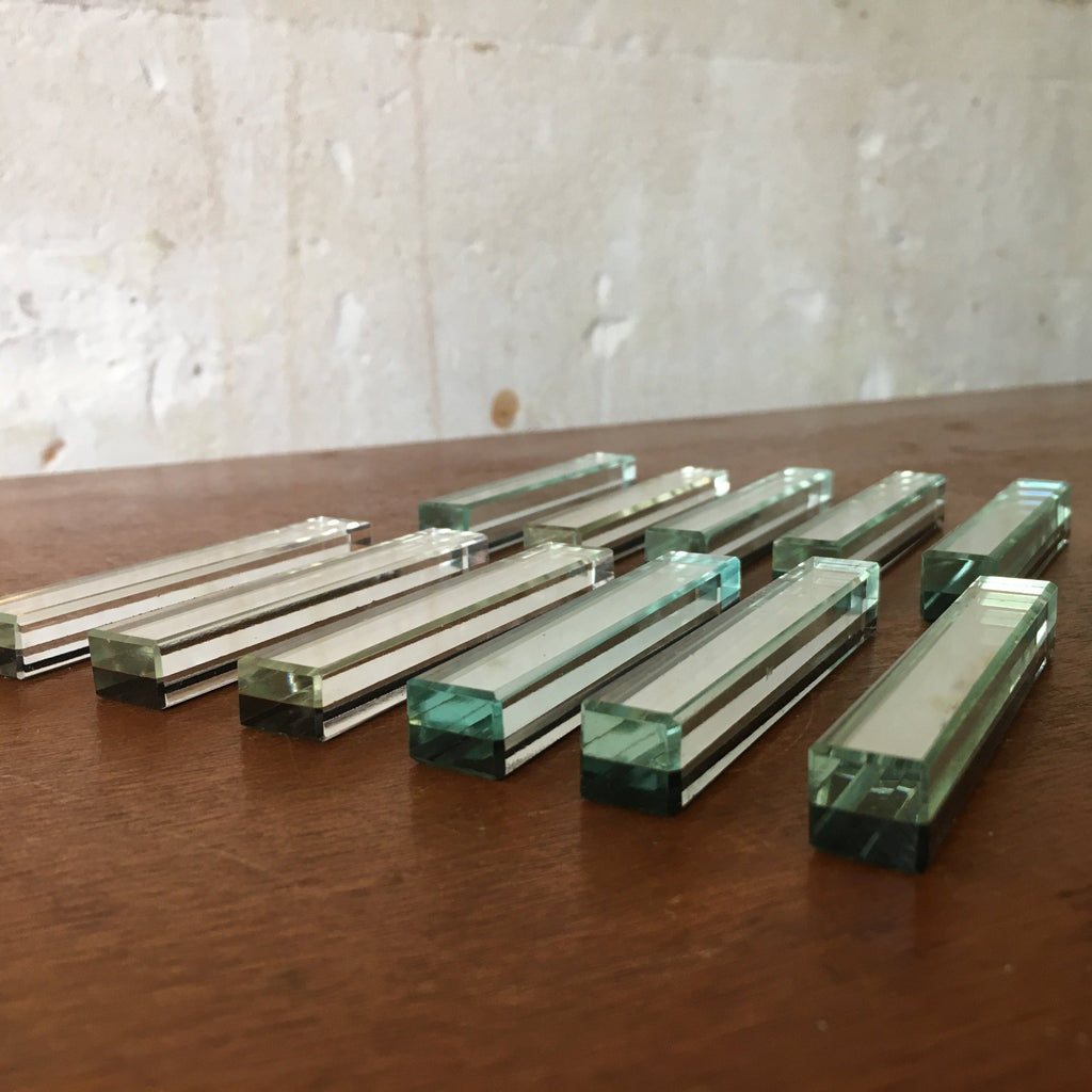 Porte-couteaux carrés en verre et miroir Art Déco