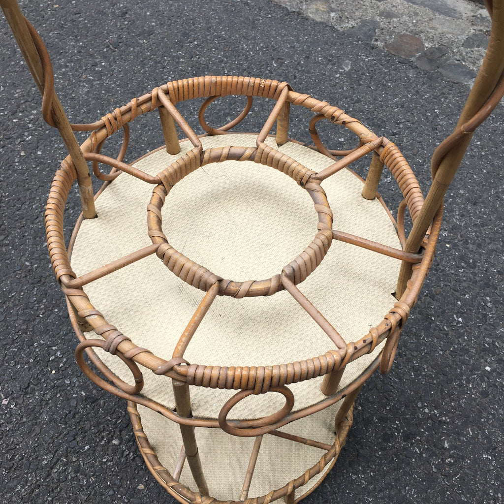 Bar portable rond en rotin