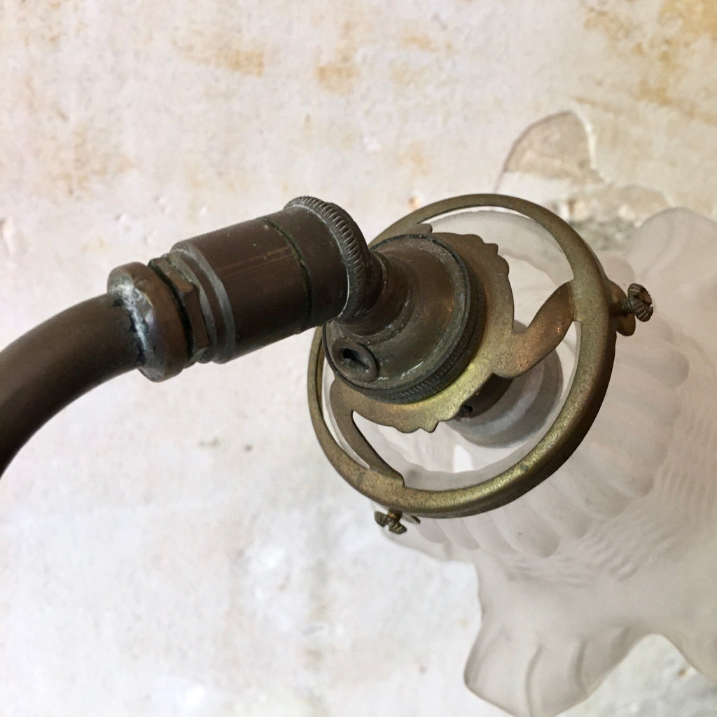 Lampe de bureau col de cygne abat-jour pâte de verre